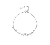 Genérico Pulsera De Plata 925 Con Lazo, Brazalete Ajustable Con Cristales Brillantes, Pulsera De Tenis, Elegante Brazalete Con Cruz Infinita, Encantadora Joyería Para Bodas Y Fiestas Para Mujer