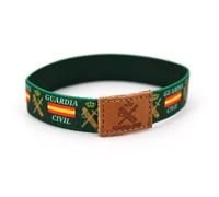 Genérico Pulsera de Tela Guardia Civil España, Verde con Escudo Oficial y Bandera Española, Parche de Cuero Sintético, Unisex Adulto, 20 cm, Estilo Patriótico