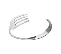 Genérico Pulsera de tenedor de inoxidable creativa regalo pareja C tipo pulsera abierta Jade Pulsera Hematites Cuerda Equipo (Silver, One Size)