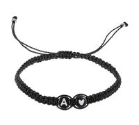 Genérico Pulsera de Trenzada Ajustable Cuentas de Corazón Blanco y Negro, Pulsera de Amistad para Mujer, Joyería Artesanal Flexible para Uso Diario y Obsequio Romántico