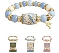 Genérico Pulsera Edición Limitada Bluebird Blessings con caja de regalo, pulsera azul para mujer, pulsera de cuentas con dije de bendiciones primaverales, joya elegante para regalar a mamá (Blue)