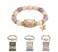 Genérico Pulsera Edición Limitada Bluebird Blessings con caja de regalo, pulsera azul para mujer, pulsera de cuentas con dije de bendiciones primaverales, joya elegante para regalar a mamá (Pink)