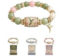 Genérico Pulsera Edición Limitada Bluebird Blessings con caja de regalo, pulsera azul para mujer, pulsera de cuentas con dije de bendiciones primaverales, joya elegante para regalar a mamá (Green)