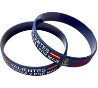 Genérico Pulsera Goma de Silicona Gruesa de Valientes por Tierra y por mar. Lema Infantería de Marina y Escudo - 2 Unidades