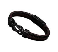 Genérico Pulsera Hombre Cuero,Pulsera De Cuero Negro Con Nudo Infinito Para Hombre, 21 Cm, Trenzada, Con Cierre Magnético, Ideal Para San Valentín, Para Marido, Estilo Gótico Punk, Cumpleaños,