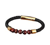 Genérico Pulsera Hombre Cuero, Pulsera De Cuero Tejida Con Un Toque Creativo, Estilo Gótico, Con Piedra De Ojo De Tigre, Brazalete Punk Para Hombres, Mujeres, Joyería Para Papá Con Caja De Regal