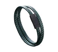 Genérico Pulsera Hombre Cuero, Pulsera Trenzada De Cuero Para Mujer, Doble Vuelta, Cuerda Trenzada, Joyería Con Hebilla, Hecha A Mano, Vintage, Para Pareja, Regalos, Verde, 19,5 Cm