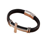 Genérico Pulsera Hombre Cuero, Pulseras De Cuero Para Hombre Con Cruz, Hechas A Mano, Trenzadas, Con Crucifijo De Fe, Joyería Con Bolsa, Joyería De Meditación, Accesorios De Buena Suerte Para Mu