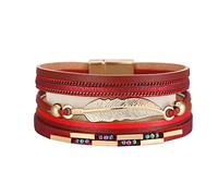 Generico Pulsera Infinito Acero Pulsera con cierre magnético de estilo bohemio Pulsera de piel multicapa trenzada de color Pulsera Love, Talla única, Cuero PU + Alloy, No es una piedra preciosa
