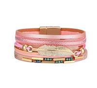 Generico Pulsera Infinito Acero Pulsera con cierre magnético de estilo bohemio Pulsera de piel multicapa trenzada de color Pulsera Love, Talla única, Cuero PU + Alloy, No es una piedra preciosa