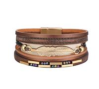 Generico Pulsera Infinito Acero Pulsera con cierre magnético de estilo bohemio Pulsera de piel multicapa trenzada de color Pulsera Love, Talla única, Cuero PU + Alloy, No es una piedra preciosa