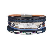 Generico Pulsera Infinito Acero Pulsera con cierre magnético de estilo bohemio Pulsera de piel multicapa trenzada de color Pulsera Love, Talla única, Cuero PU + Alloy, No es una piedra preciosa