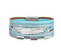 Generico Pulsera Infinito Acero Pulsera con cierre magnético de estilo bohemio Pulsera de piel multicapa trenzada de color Pulsera Love, Talla única, Cuero PU + Alloy, No es una piedra preciosa