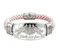 Genérico Pulsera La fe sobre el miedo - Pulsera con cruz cristiana inspirada en Isaías 41:10; símbolo de esperanza, valentía y fortaleza divina. Para mujeres, madres y hermanas. (#B)