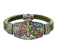 Genérico Pulsera La fe sobre el miedo - Pulsera con cruz cristiana inspirada en Isaías 41:10; símbolo de esperanza, valentía y fortaleza divina. Para mujeres, madres y hermanas. (#D)