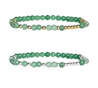Genérico Pulsera «Lucky B*tch» verde con código Morse, pulsera con cuentas de piedras preciosas y código Morse para mujer, pulsera motivadora con mensaje oculto (2PC)