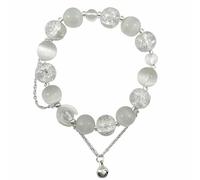Genérico Pulsera Natural Natural Mamá Plata Pulsera Dainty Pulsera Para Mujeres Joyería Con Piedras Elásticas Anillos, talla única, Acero inoxidable, No es una piedra preciosa
