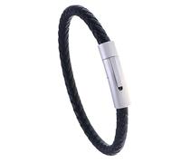 Genérico Pulsera Piel Hombre, Pulsera Trenzada Creativa Hecha A Mano De Cuero Trenzado, Pulsera Vintage Punk, Joyería Con Amuleto De La Suerte Para Hombres Y Mujeres, Color Negro, 20,5 Cm