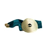 Genérico Pulsera Religiosa con Padre Nuestro, Medalla Dorada, Elástica, Color Turquesa