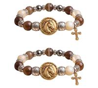 Genérico Pulsera Rey de la Gloria (King of Glory) con motivo de caballo y fe; pulsera cristiana ajustable con colgante de caballo y dije de cruz; regalo de joyería religiosa inspiradora para (2PCs)