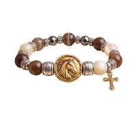 Genérico Pulsera Rey de la Gloria (King of Glory) con motivo de caballo y fe; pulsera cristiana ajustable con colgante de caballo y dije de cruz; regalo de joyería religiosa inspiradora para (1PC)