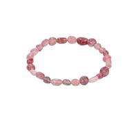 Genérico Pulsera Semicircular Para Hombres Y Mujeres, Pulsera De Cuentas De Piedra Irregular Ovalada, Joyería Elástica, Joyería De Cristal Curativo Natural, Fresa