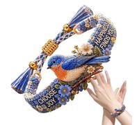Generico Pulsera trenzada con para, joya con bordado floral para mujer | Pulsera de mujer | Para de cumpleaños, banquetes, viajes, citas, compras, familia y, riferimento alla descrizione