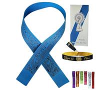 Genérico Pulsera Virgen del Pilar - Cinta de 40 cm con Impresión de 36,5 cm - Diseño Tradicional de Seda Ajustable - Símbolo de Fe y Devoción - Pulsera Unisex (Azul oscuro)