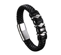 Genérico Pulseras Cuero Hombre, Pulsera De Cuero Trenzado Para Hombre, Hecha A Mano, Estilo Punk, Con Forma De Círculo, Con Hebilla, Estilo Vintage, Ideal Como Regalo Para Papá, Marido O Él, De