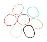 Genérico Pulseras de Cuentas para Mujer Hechas a Mano, Conjunto de 7 Piezas Bloques de Color Versátiles, Pulseras Elásticas para Muñeca Fiestas y Uso Diario