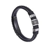 Genérico Pulseras De Cuero Hombre, Pulsera De Cuero Ajustable Con Cierre Deslizante. Brazalete De Cuerda Trenzada Hecho A Mano. Joyas Punk Para Hombre Con Bolsa. Para Papá, Él Y Su Esposo. 19 Cm.