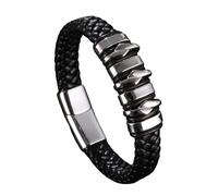 Genérico Pulseras De Cuero Hombre, Pulsera De Cuero Trenzado Para Hombre, Hecha A Mano, Estilo Punk, Con Forma De Círculo, Con Hebilla, Estilo Vintage, Ideal Como Regalo Para Papá, Marido O Él,