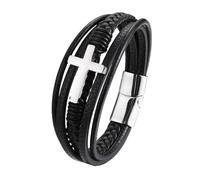 Genérico Pulseras De Cuero Hombre, Pulsera Trenzada Multicapa Con Cruz, Hecha A Mano, Con Crucifijo De Fe, Joyería Religiosa Cristiana, Amuleto De Meditación, Joyería De Buena Suerte Para Mujer,