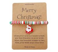 Generico Pulseras de playa Hot Christmas Pendant Card Handmade Cute Santa Soft Ceramic Bead Bracelet Cadena Plata 925, Talla única, Plástico, No es una piedra preciosa