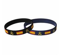 Genérico Pulseras de Silicona Legión española, Negro y Azul Marino, con Emblema y Bandera de España, 65 mm Diámetro, Pack de 2, Regalo para Legionarios