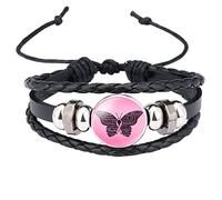 Genérico Pulseras Mm Natural Abuelita Rosa Anillos Sensibilización Cáncer de mama Cuidado lindo alrededor del pecho Accesorios Pulsera de cuero hecho a mano Mujeres Colores Pareja Mensaje Mujeres