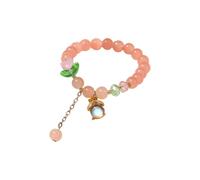 Generico Pulseras Nombres Novios Nueva pulsera 2024 para las mujeres Pulsera de cuentas de jade chino para su esposa Abuela Abuelo Padre Uso diario Pulseras Flores Naranja, Talla única, Resina, No
