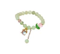 Generico Pulseras Nombres Novios Nueva pulsera 2024 para las mujeres Pulsera de cuentas de jade chino para su esposa Abuela Abuelo Padre Uso diario Pulseras Flores Naranja, Talla única, Resina, No