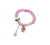 Generico Pulseras Nombres Novios Nueva pulsera 2024 para las mujeres Pulsera de cuentas de jade chino para su esposa Abuela Abuelo Padre Uso diario Pulseras Flores Naranja, Talla única, Resina, No