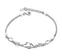 Generico Pulseras Tau Madera Heart Charm Bracelet 925 Sterling Silver Fashion Heart Bracelet For Women & Girls Silver Pulsera Hijo, Talla única, Cobre, No Gemstone