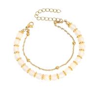 Generico Pulseras Tenis Oro Diamantes Pulsera de Mujer Doble con Cuentas de Piedra Natural Cumpleaños 50, Talla única, Plástico, No Gemstone