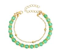 Generico Pulseras Tenis Oro Diamantes Pulsera de Mujer Doble con Cuentas de Piedra Natural Cumpleaños 50, Talla única, Plástico, No Gemstone