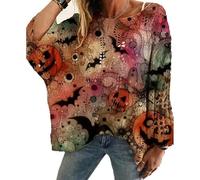 Genérico Pumpkin Crochet Sweater, Women's Knit Halloween Sweater, Oversized Pumpkin Knit Pullover, Casual Loose (Floral,5XL)