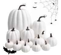 Generico Pumpkin Decorations, Foam Fall Pumpkins Decor Set, 220g 14 Pieces Harvest Halloween Decorations, Table Centerpieces for Thanksgiving Party, Autumn Farmhouse Porch Outdoor