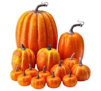 Generico Pumpkin Decorations, Foam Fall Pumpkins Decor Set, 220g 14 Pieces Harvest Halloween Decorations, Table Centerpieces for Thanksgiving Party, Autumn Farmhouse Porch Outdoor