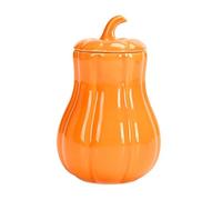 Genérico Pumpkin Jar, Ceramic Candy Container, Airtight Lid Storage Canister, Compact Fall Themed Decorative Accent for Kitchen, Living Room, Tea, Snacks, Holiday Decoration, Naranja