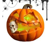 Genérico Pumpkin Lights - Resin 10.5x10.5x10.5cm | Pumpkin Skeleton Lamp Halloween Ornament Spooky Tabletop Light Decorative Sculpture Battery Powered | for holiday party indoor desk decor