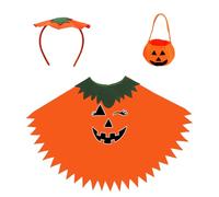 Genérico Pumpkin Poncho - Halloween Costume Set | Glowing Pattern Pumpkin Cape Polyester Cape, 3 Piece Festive Set Ṕumpkin Çape With Hat And Bag P̀umpkin Ćape For Cosplay Carnival P̃umpkin Čape