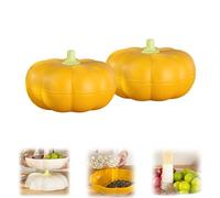 Genérico Pumpkin Snack Tray, Pumpkin Snack Bowl,with 3 Divided Compartments and Toothpick Storage,for Halloween Movie Nights,Fall Festival, and Holiday Decor (Orange*2PCS)