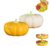 Genérico Pumpkin Snack Tray, Pumpkin Snack Bowl,with 3 Divided Compartments and Toothpick Storage,for Halloween Movie Nights,Fall Festival, and Holiday Decor (Orange+White)